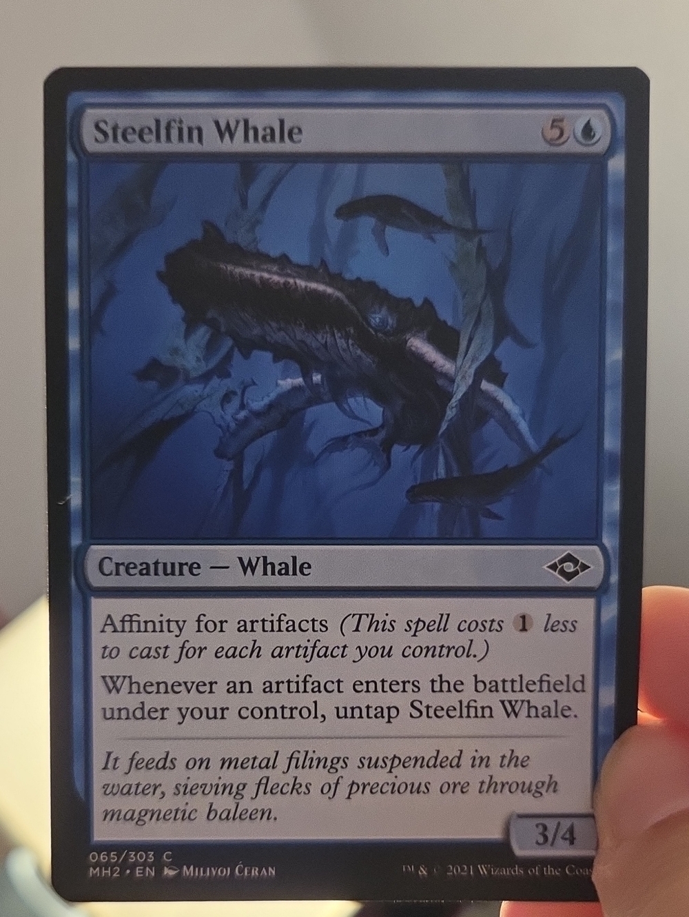 Steelfin Whale Blue Creature Card - Magic: The Gathering